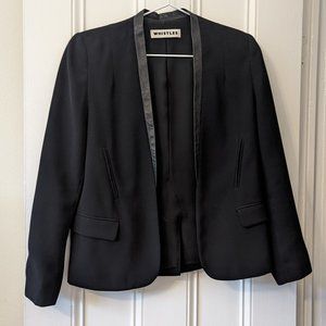 Whistles black blazer with leather trim